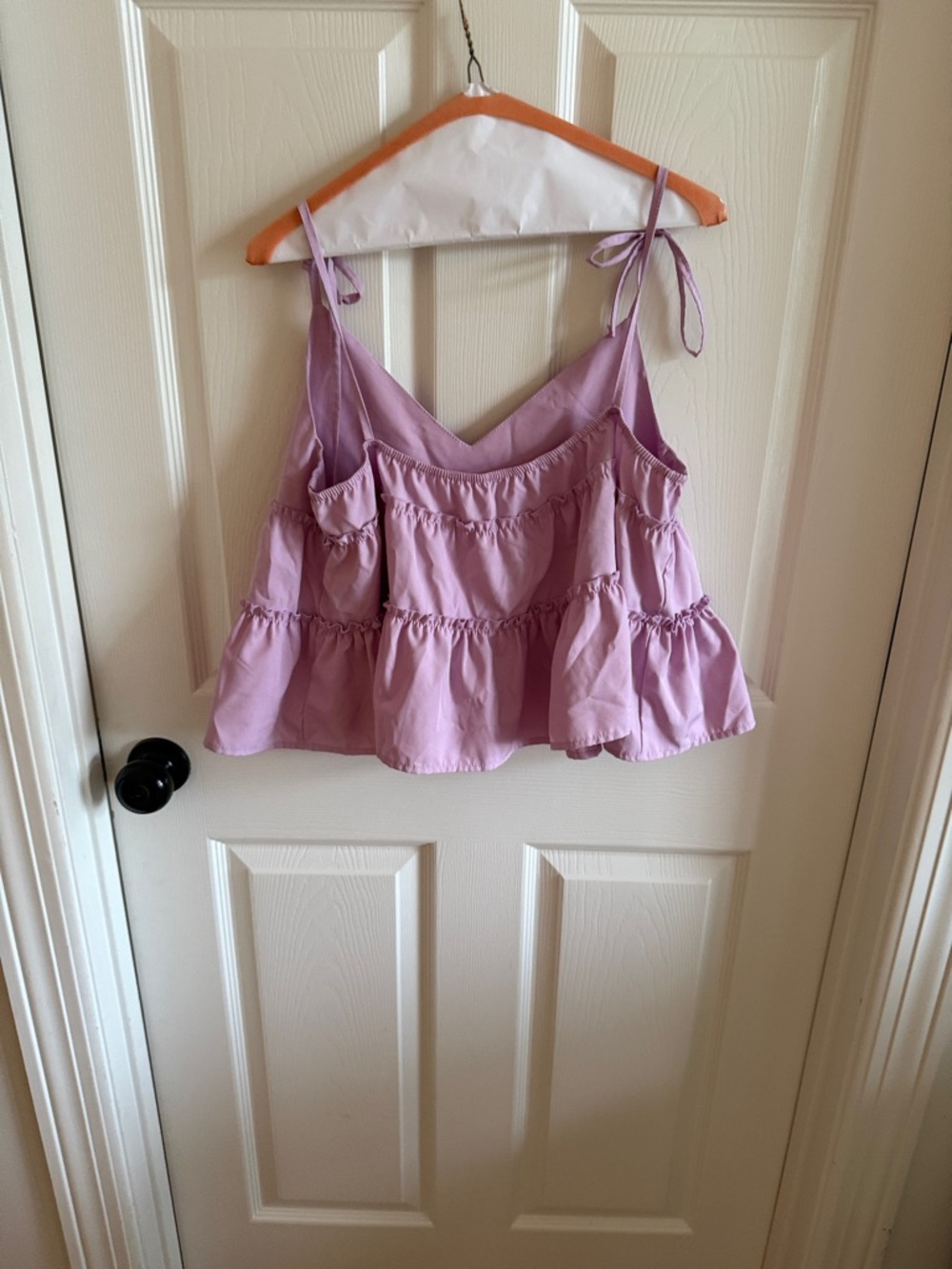 Lavender Tie-Shoulder Ruffle Peplum Tank Top - Picture 2 of 2
